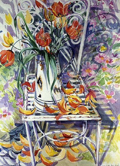 Garden Chair and Poppies von Elizabeth Jane  Lloyd