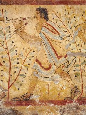 Musician playing the Pipes, from the Tomb of the Leopard c.490 BC