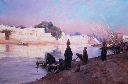 Washerwomen on the banks of the Nile von Eugene Alexis Girardet
