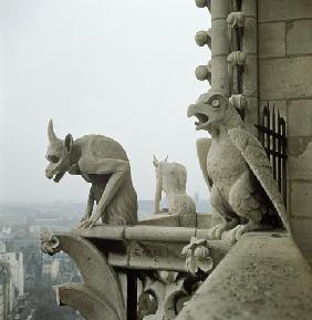 Gargoyles on the balustrade of the Grande Galerie replica of