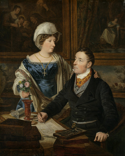 Bildnis eines Kartographen mit seiner Frau von Ferdinand Georg Waldmüller