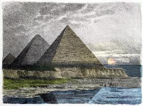 The Pyramids of Giza, from a series of the 'Seven Wonders of the World' published in 'Munchener Bild 1842