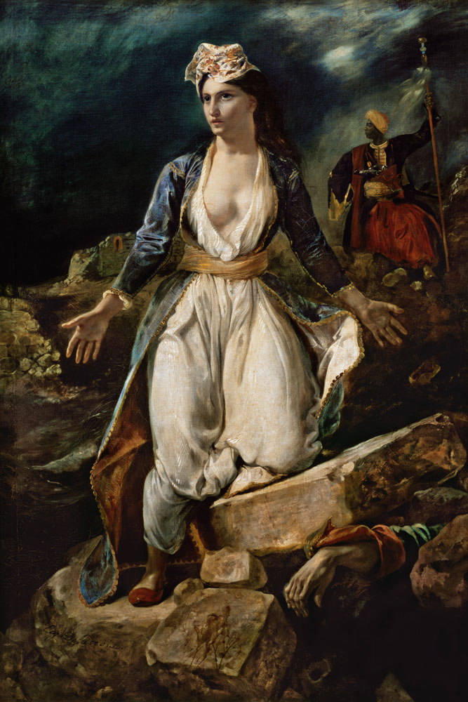 Griechenland auf den Ruinen von Missolonghi verendend von Ferdinand Victor Eugène Delacroix