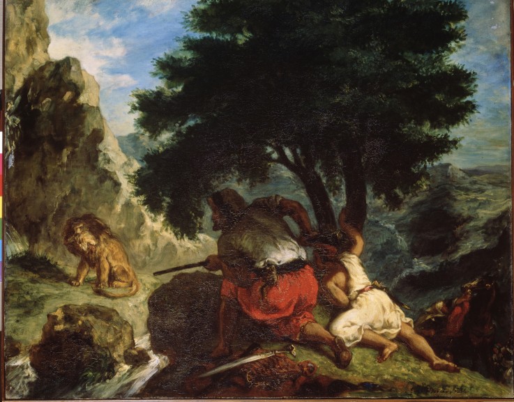 Löwenjagd in Marokko von Ferdinand Victor Eugène Delacroix