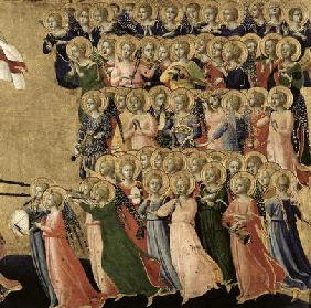 Christ Glorified in the Court of Heaven, detail of musical angels from the right hand side, 1419-35 1885