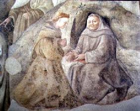 The Reform of the Carmelite Rule, detail of two Carmelite friars c.1422