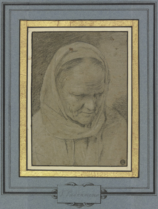 Kopf eines alten Mönches(?), den Blick gesenkt von Francesco Padovanino