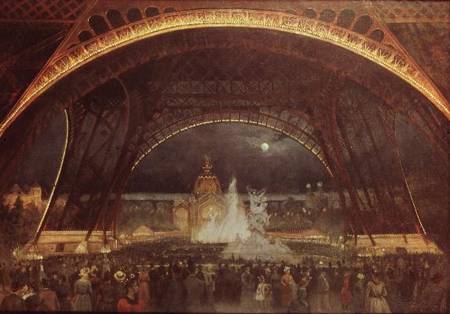 Celebration on the night of the Exposition Universelle in 1889 on the esplanade of the Champs de Mar von Francois Geoffroy Roux