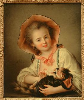 Jungens Mädchen mit einer Katze spielend 1763