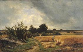 The Plateau of Ormesson - A Path through the Corn (oil on canvas) 1885