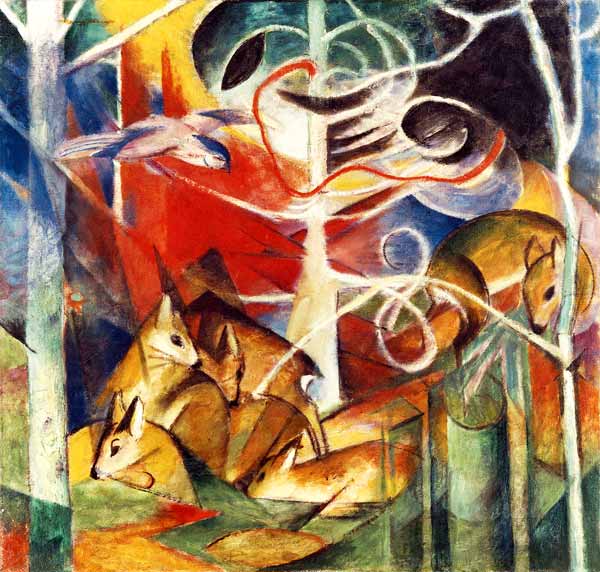 Rehe im Wald I von Franz Marc