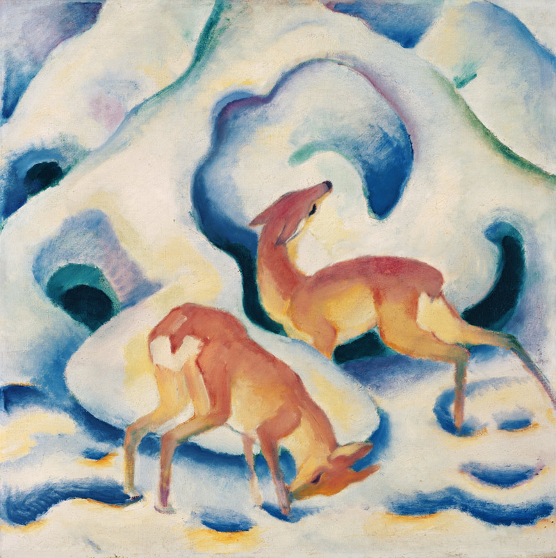 Rehe im Schnee von Franz Marc