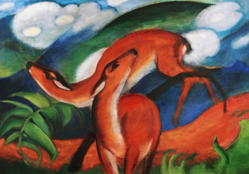 Rote Rehe II von Franz Marc