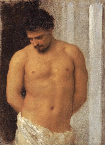 Study of a Male Figure (oil on canvas) 20th