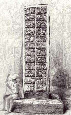 Hieroglyphs on the rear of a monument at Copan, Honduras, from volume I of 'Incidents of Travel in C published