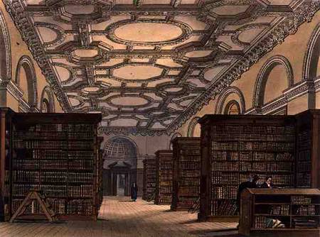 Interior of the Public Library, Cambridge, from 'The History of Cambridge', engraved by Daniel Havel von Frederick Mackenzie