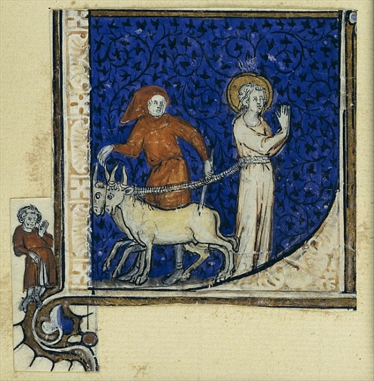 Historiated initial ''L'' depicting the martyrdom of St. Lucy, c.1320-30 von French School