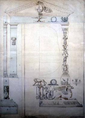 Design for a Cheval mirror c.1815  &