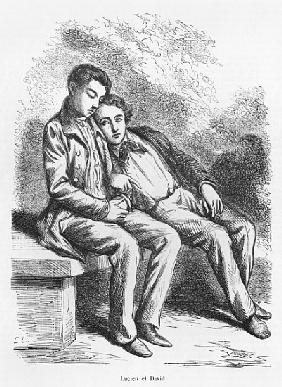 Lucien de Rubempre and David Sechard, illustration from ''Les Illusions perdues'' Honore de Balzac