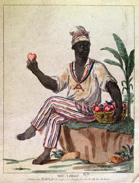 'I am Free', allegory of the first liberation of slaves in the Antilles, c.1794 (colour litho) 19th