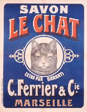 Advertisement for Savon le Chat, printed by Moullot Fils, Marseilles c.1905