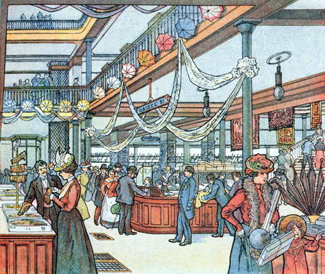The Department Store, illustration from 'Cours Schweiter', c.1900 (colour litho) von French School, (20th century)