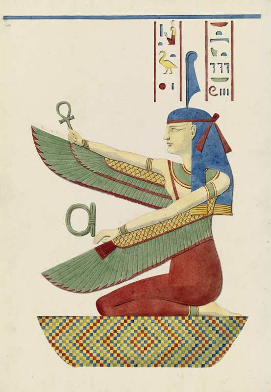 Die ägyptische Göttin Maat sowie Hieroglyphen von Friedrich Maximilian Hessemer