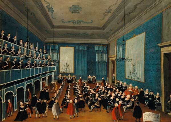 Concert given by the girls of the hospital music societies in the Procuratie, Venice von Gabriele Bella
