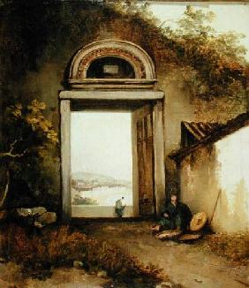 View of Praya Grande, Macao, from a Doorway on Penha Hill 1834