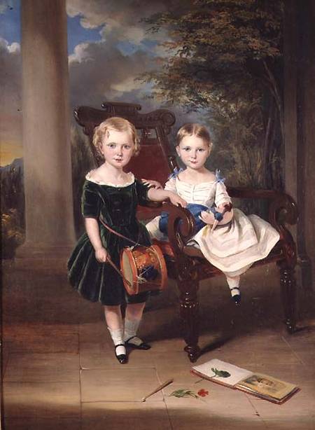 Portrait of two Children, Herbert and Rose von George Duncan Beechey