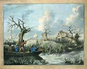Duck Shooting, etched by Thomas Rowlandson (1756-1827), pub. by J. Harris 1789