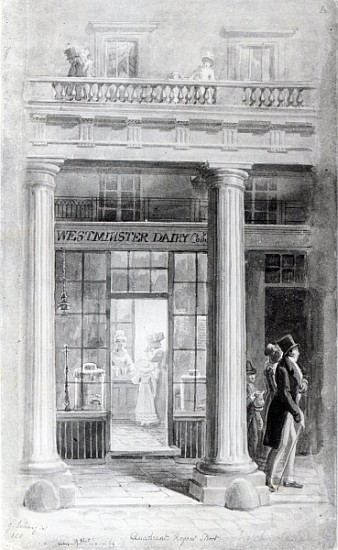 Westminster Diary, The Quadrant, Regent Street, London 1825 von George the Elder Scharf