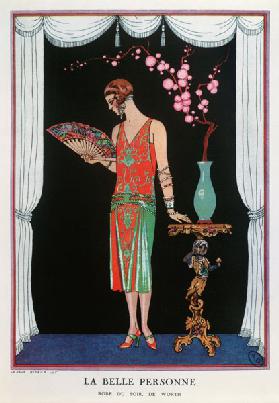 Worth evening dress, fashion plate from Gazette du Bon Ton, 1925 (litho) 1657