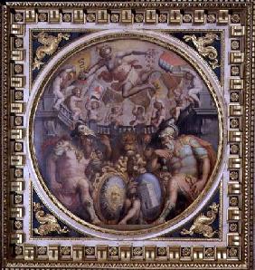 Allegory of the districts of San Giovanni and Santa Maria Novella from the ceiling of the Sala dei C 1565