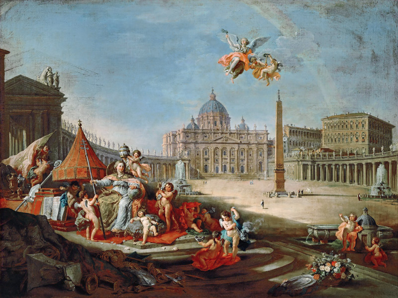 Piazza San Pietro, Rom mit Triumph des Papsttums von Giovanni Paolo Pannini