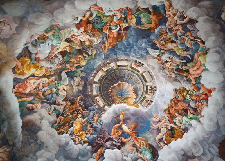 Die Götter des Olymp, Trompe l'oeil Decke aus der Sala dei Giganti 1528