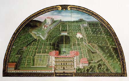 Fort Belvedere and the Pitti Palace from a series of lunettes depicting views of the Medici villas 1599