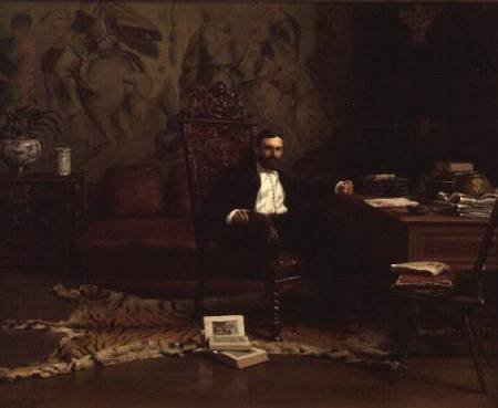 Louis Signorino seated in his study von Gustave Bourgain