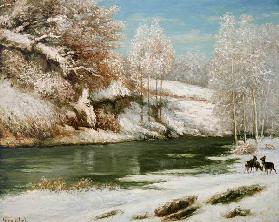 Winterlandschaft mit Rotwild 1866