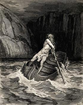 Die Ankunft Charons. Illustration zur Dante Alighieris Göttlicher Komödie 1857