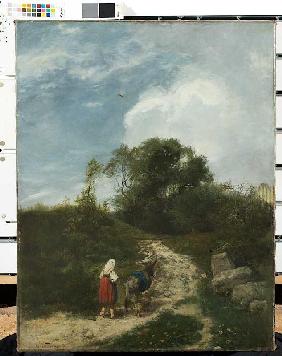 Landschaft mit Eseltreiberin 1869