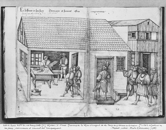 Silver mine of La Croix-aux-Mines, Lorraine, fol.1v and fol.2, the judge of the mines, edict and oat von Heinrich Gross or Groff