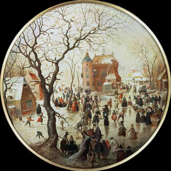 Winter Scene with Skaters near a Castle c.1608-09