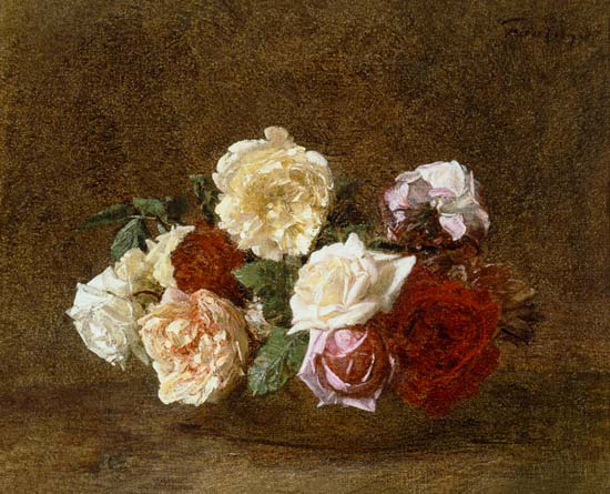 Roses in a bowl von Henri Fantin-Latour