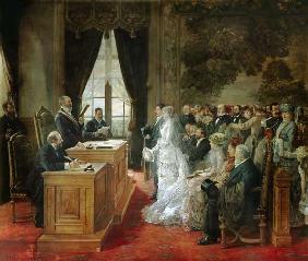 Die Hochzeit von Mathurin Moreau im Rathaus von Paris. 1881