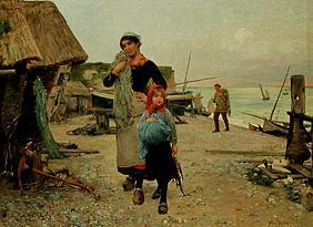 Fischer, mit ihren Netzen nach dem Fang heimkehrend. 1882