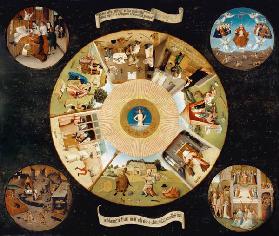 Die sieben Haupt/Todsünden und die vier letzten Dinge Tischplatte 1475/1480