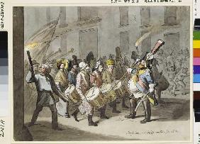 Morgenstraich bei der Baseler Fasnacht. 1843