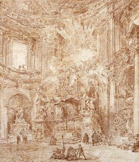 Interior of a church (red chalk on paper) 1607