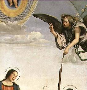 Annunciation and Saints, detail of the Archangel Gabriel 1500